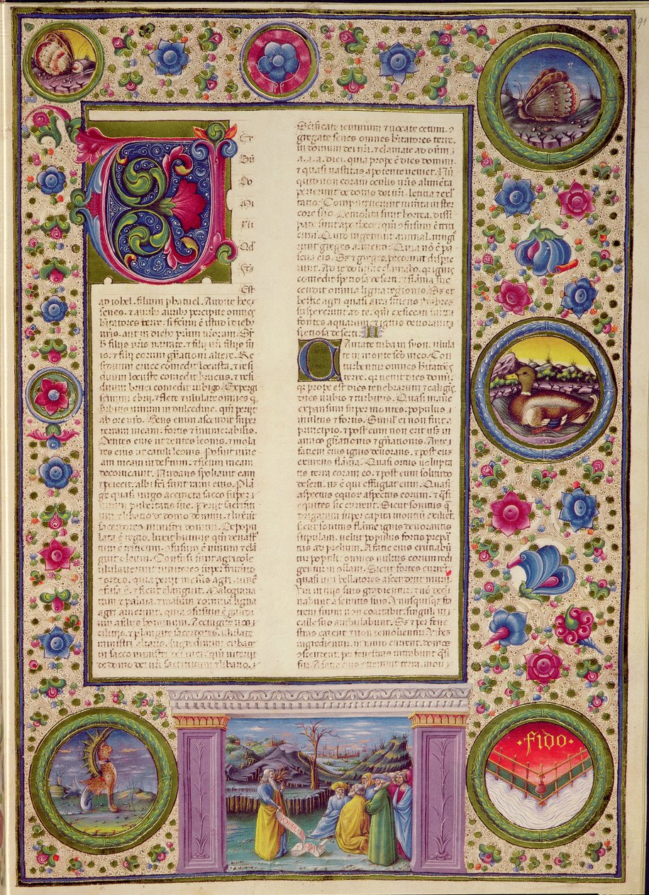 Fol.91r Jóel próféta könyve (kispróféta a Kr. e. 8. századból, aki Jeruzsálemben prédikált), a Borso d