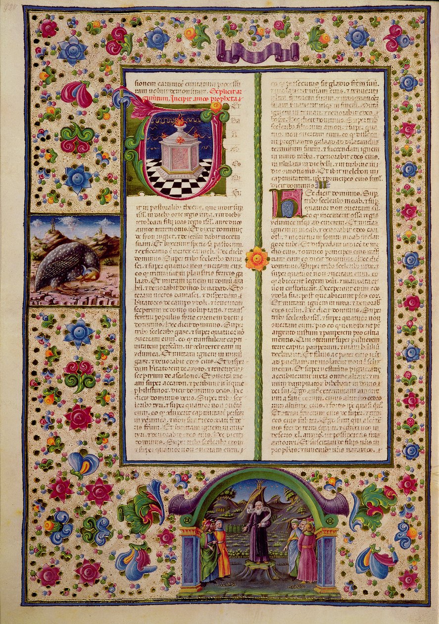 Fol.92v Amos próféta könyvének megnyitása, a Borso d