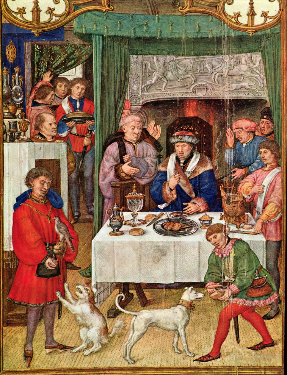Fol 1v Január hónap: Gazdag Úr az asztalnál, a Breviarium Grimani-ból, 1515 körül alkotó: Italian School