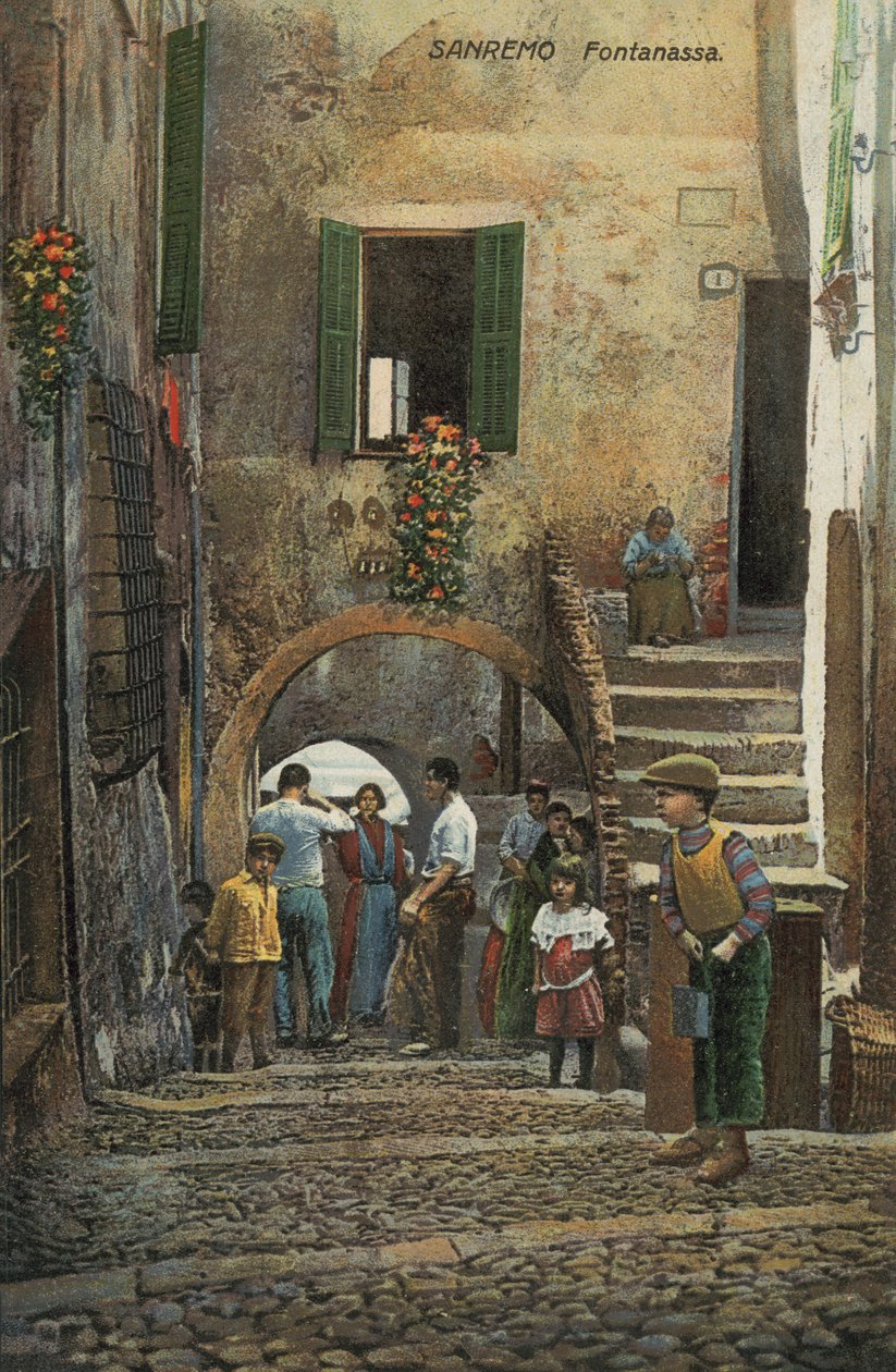 Fontanassa, San Remo, Olaszország (színes litográfia) alkotó: Italian School