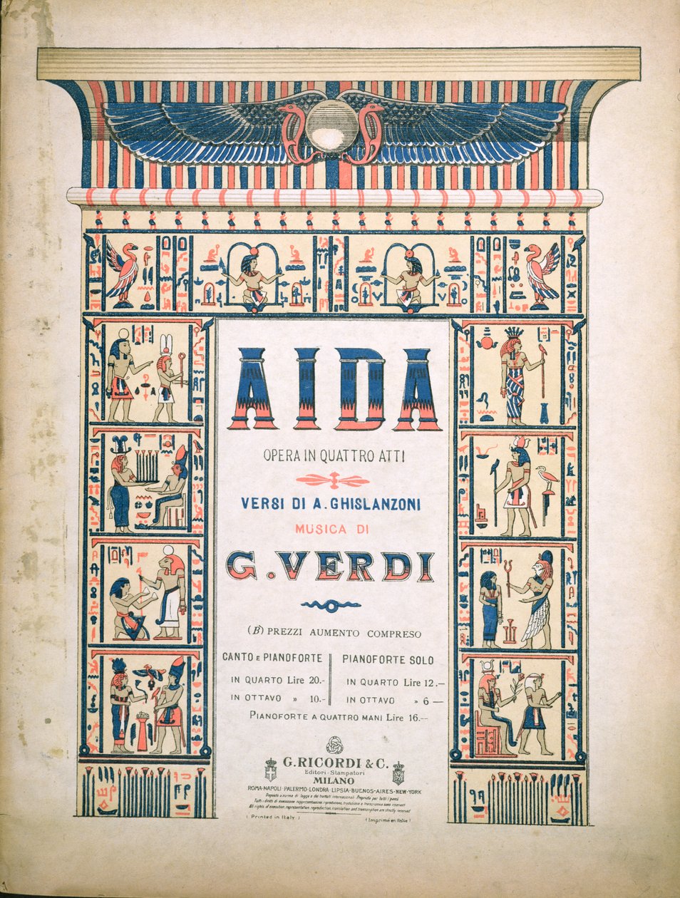 Giuseppe Verdi (1813-1901) Aida partitúrájának első borítója alkotó: Italian School