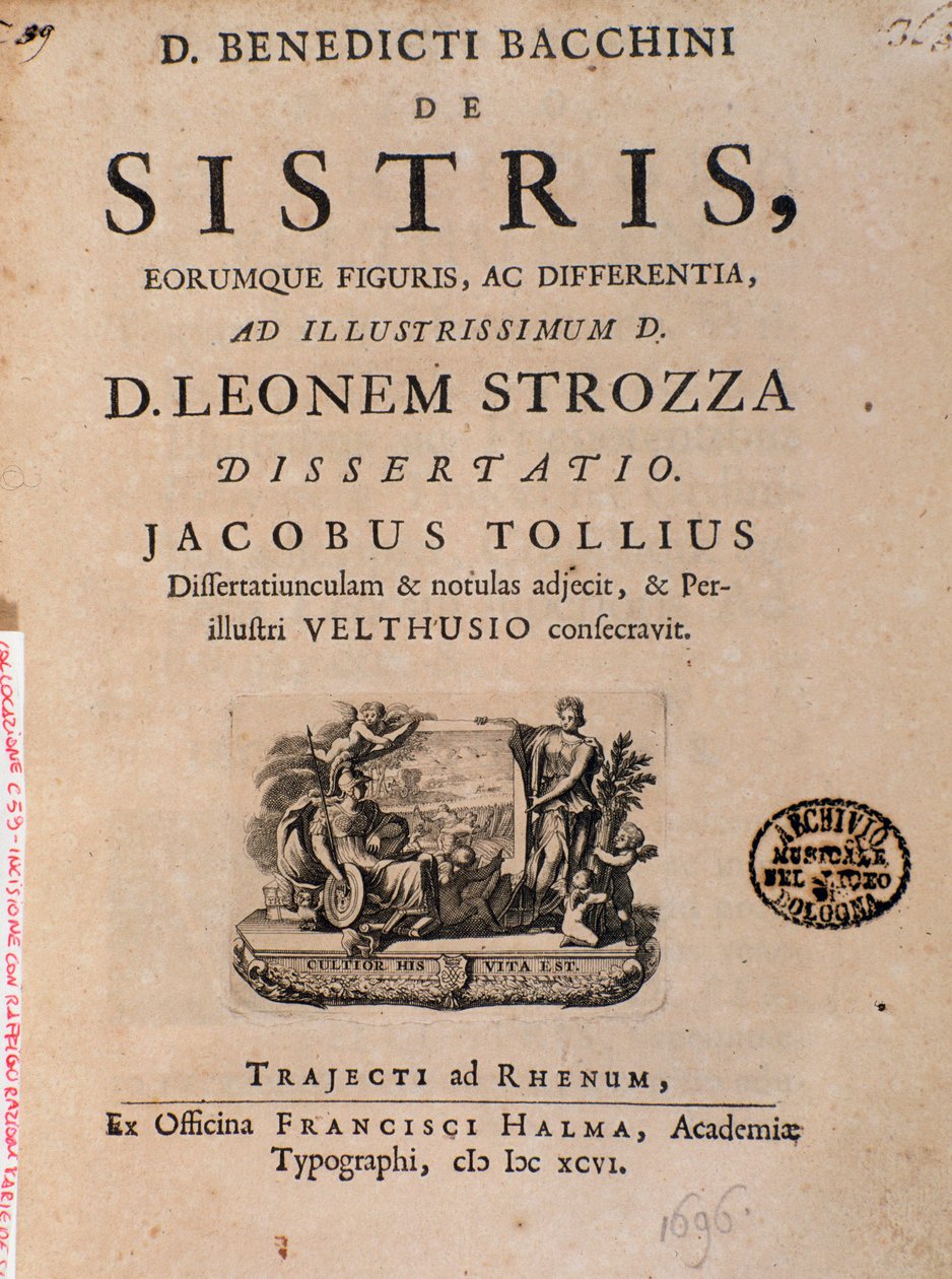 Elülső része Benedictus Bacchinius "De sitri" című művéből alkotó: Italian School