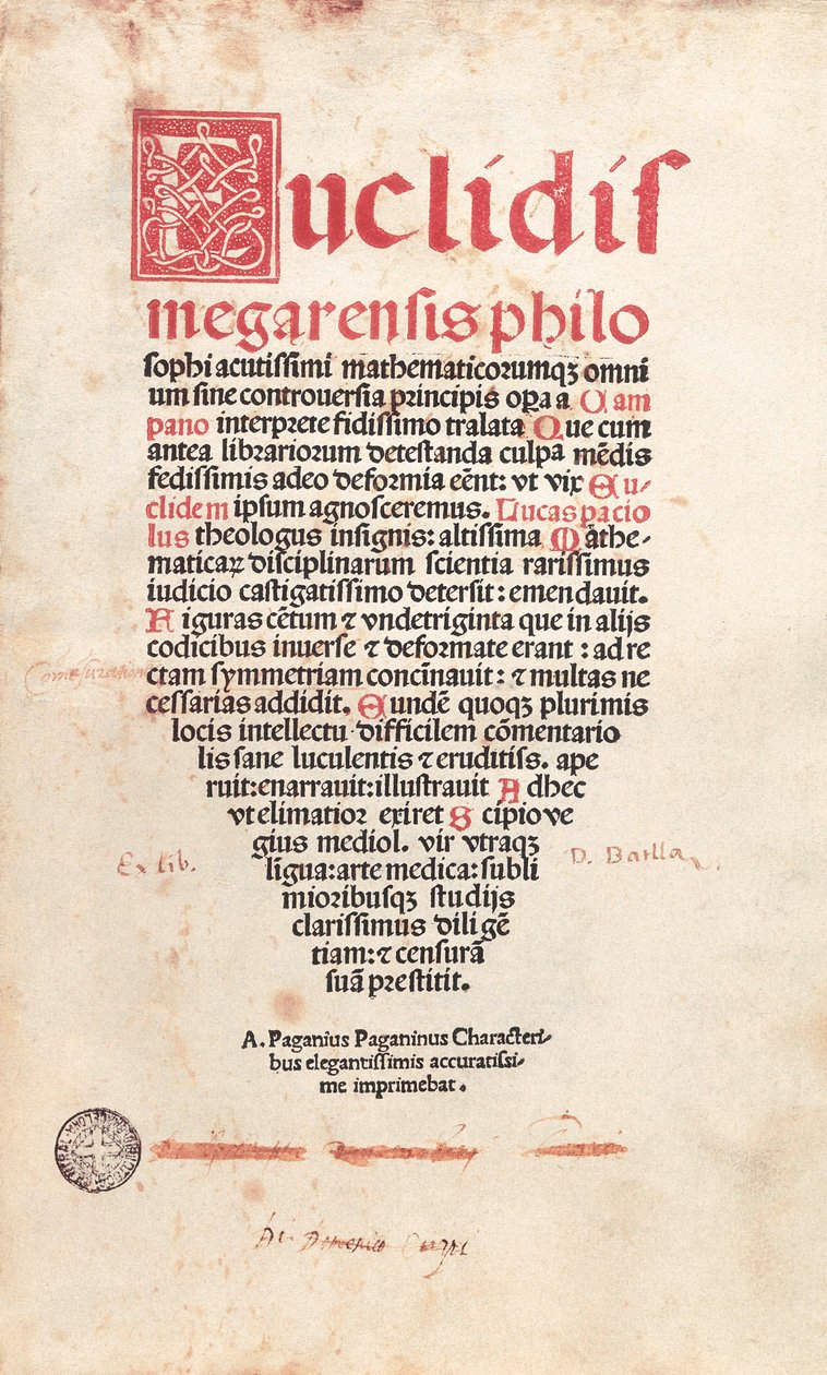 Eukleidész geometriájának homlokzata alkotó: Italian School