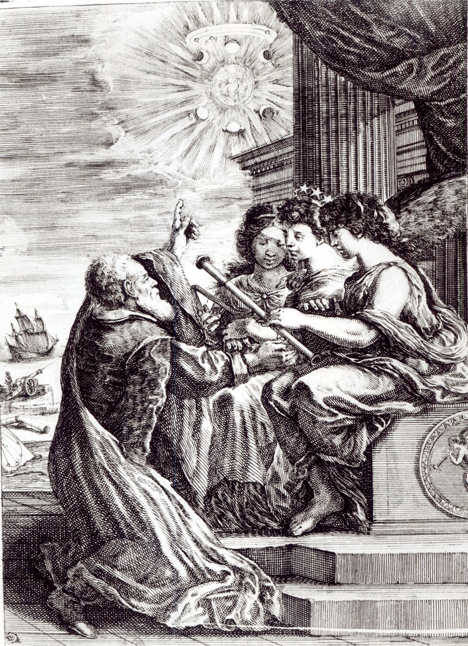 Az Opere di Galileo Galilei frontképe, Bolognában 1656-ban alkotó: Italian School