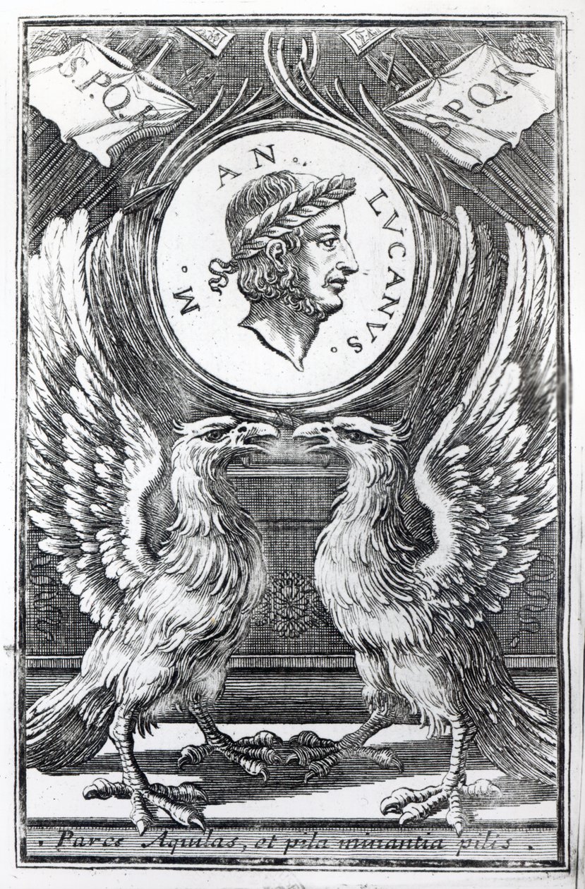 Marcus Annaeus Lucanus előlapja a Lucans Pharsalia-hoz, kiadás 1663-ban alkotó: Italian School