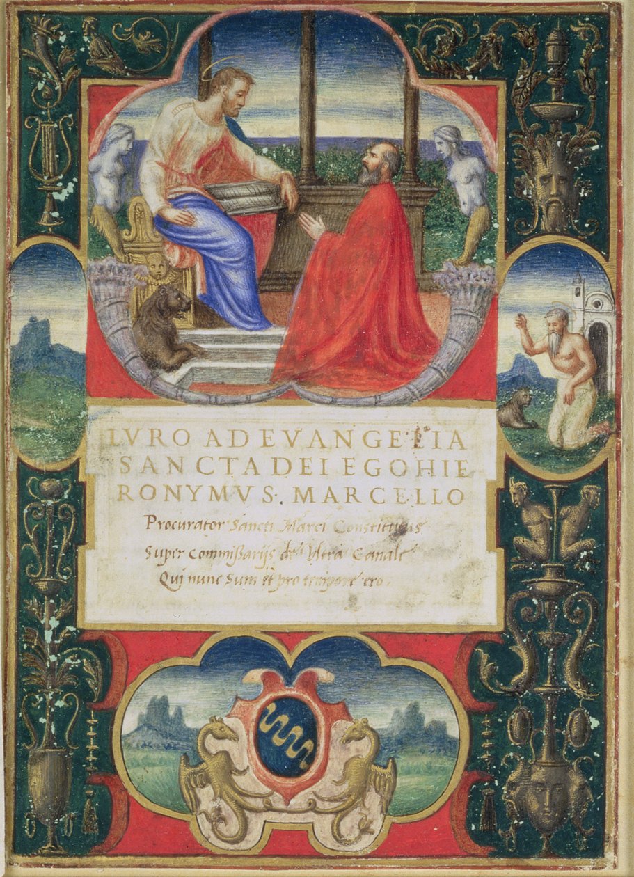 G. Marcello Szent Márk és Szent Jeromos előtt térdel, valamint a Marcello család címere, 1537 alkotó: Italian School