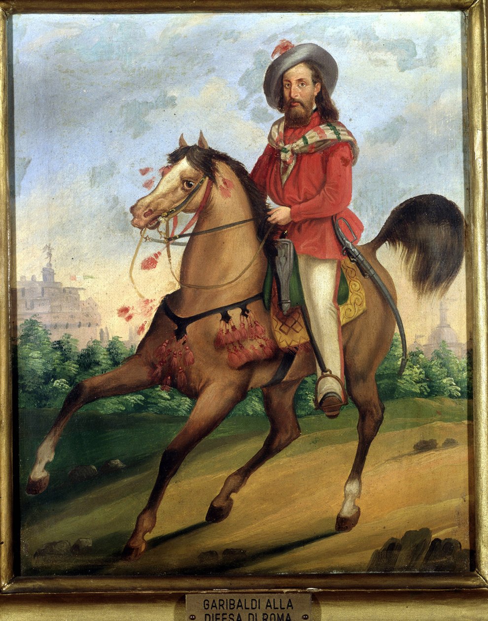 Garibaldi lóháton viselt Róma védelmében. Risorgimento Múzeum. Milánó alkotó: Italian School