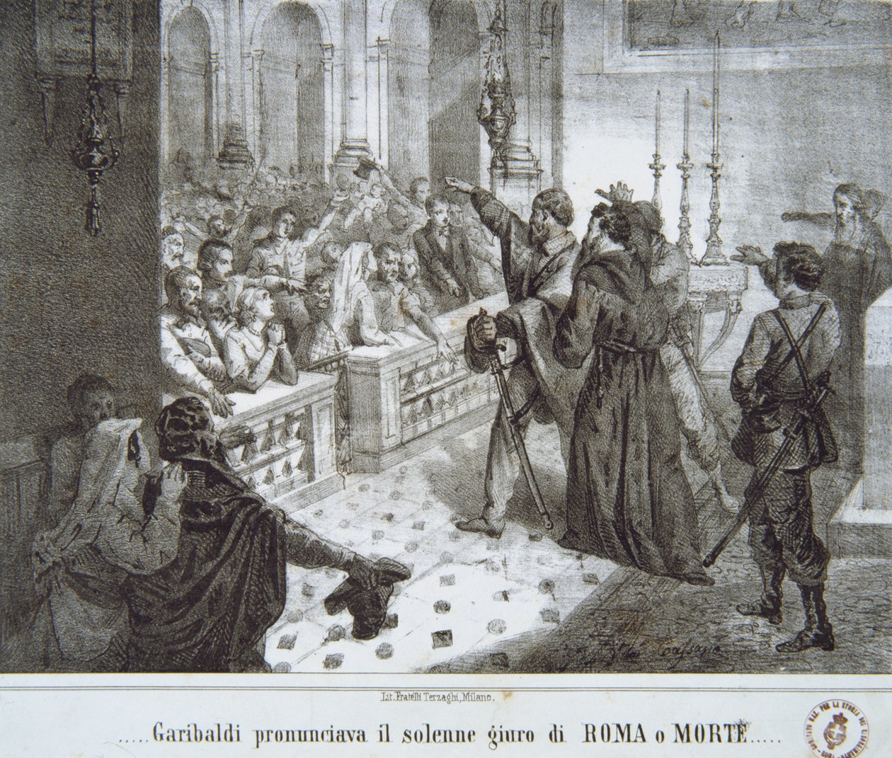 Garibaldi kiejti a híres kifejezést: Róma vagy halál alkotó: Italian School