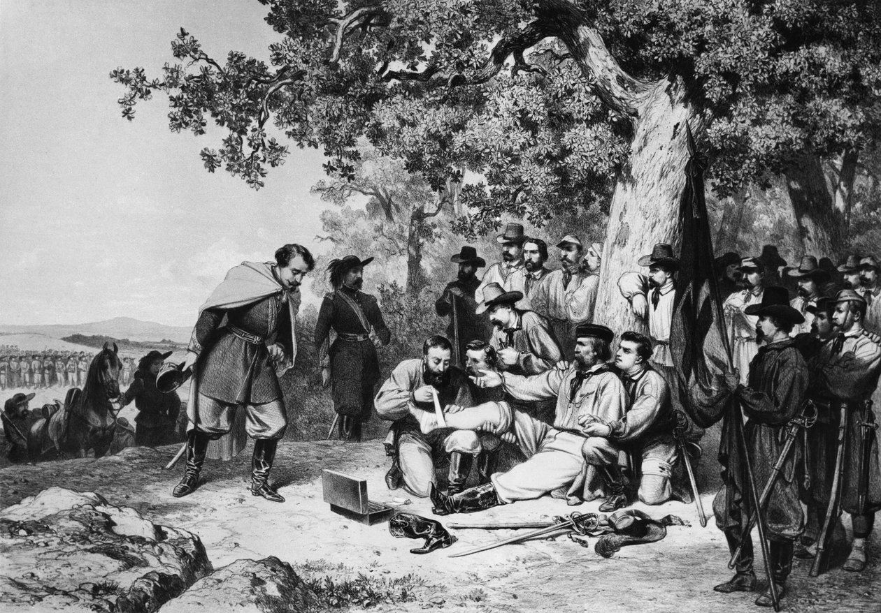 Giuseppe Garibaldi (1807-82) megsérült az 1862-es aspromontei csatában alkotó: Italian School