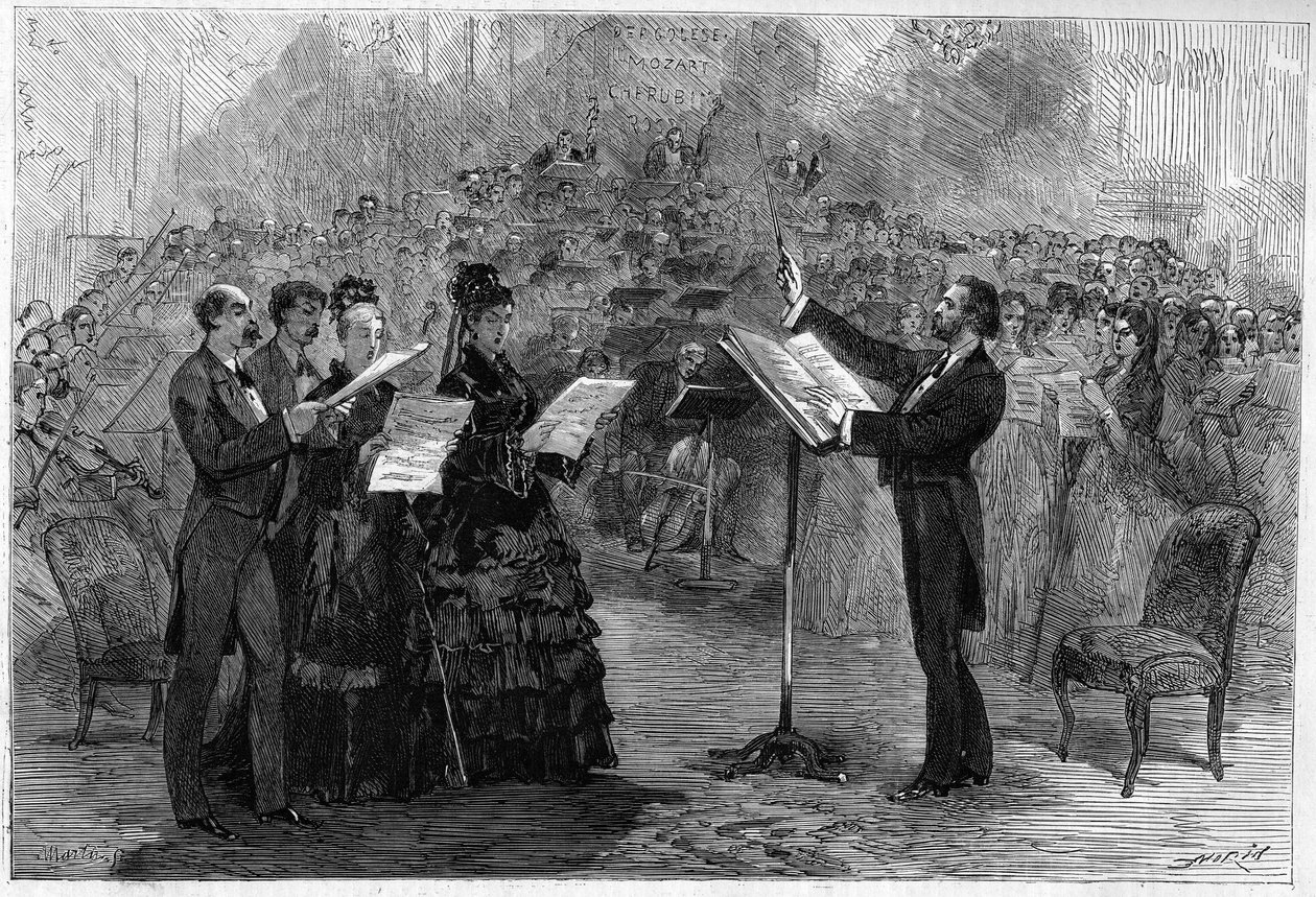 Giuseppe Verdi vezényelte a Requiem-misét a Paris Opéra-Comique-ban 1874-ben alkotó: Italian School