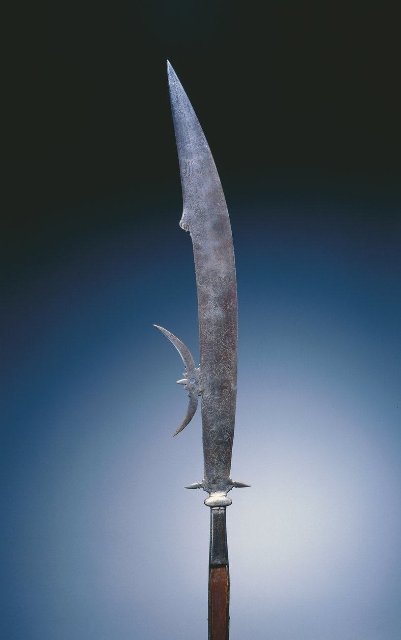 Glaive a Giustini család karjaival, Velence, 1600-20 körül (acél és fa) alkotó: Italian School