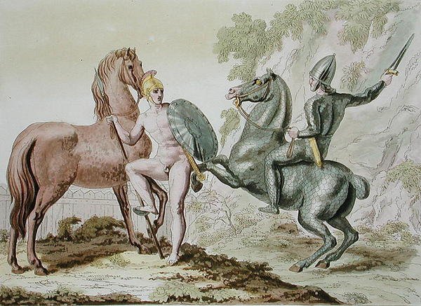 Görög lovasság, Jules Ferrario „Le Costume Ancien et Moderne” 44-es táblája, kiadva az 1820-as és 30-as évek körül (színes litó) alkotó: Italian School
