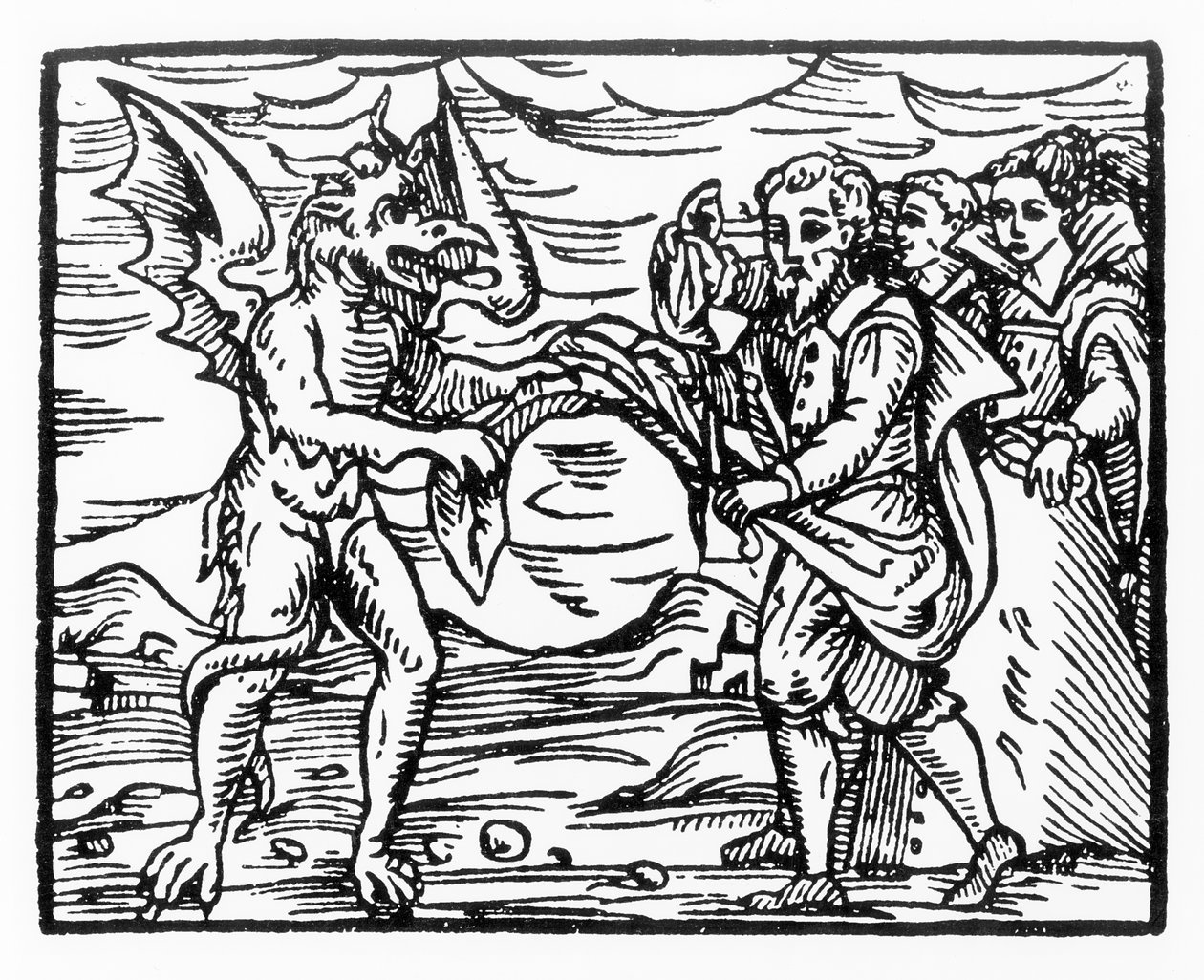 Hódolat az ördögnek, egy illusztráció másolata a Compendium Maleticarumból, Fr. M. Guacciustól, Milánó, 1608, a Varázstörténetben használt, a 19. század végén megjelent. alkotó: Italian School