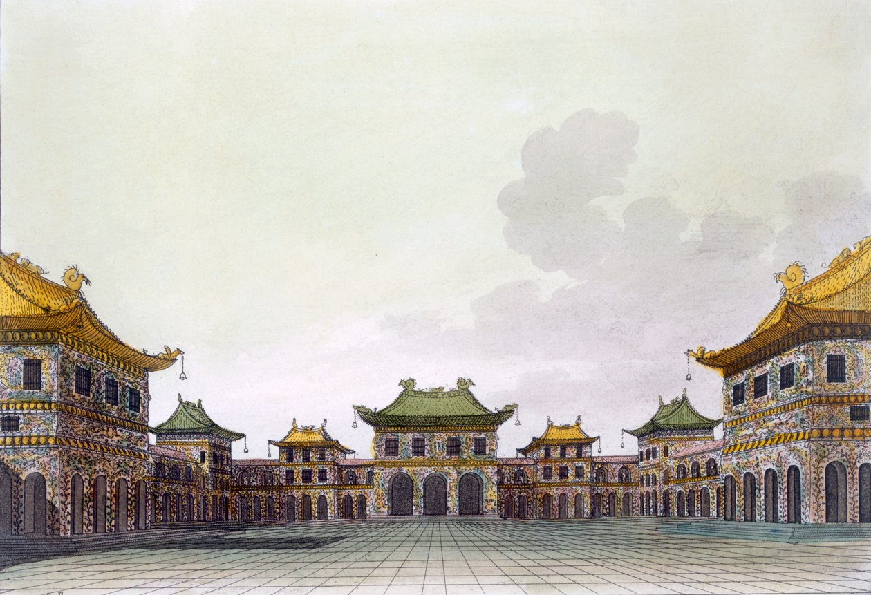 Egy gazdag egyén otthona Pekingben, az 1820-as és 30-as évek körül alkotó: Italian School