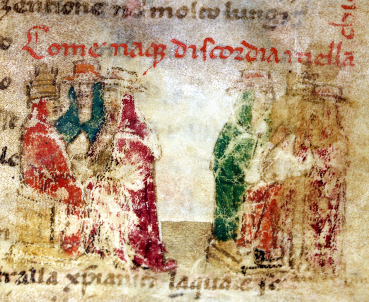 Hogyan született a viszály a római egyházban (Schism) 1378 és 1417 között: 14. századi kézirat.@- in „” Croniche del Sercambi””. Nemzeti Levéltár, Lucca. alkotó: Italian School