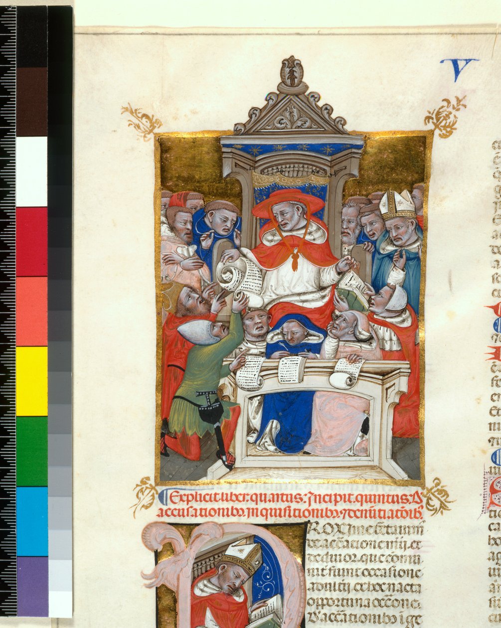 Megvilágított kézirat. Novella a Decretalesben Az V. könyv eleje , 1355-1365 körül alkotó: Italian School