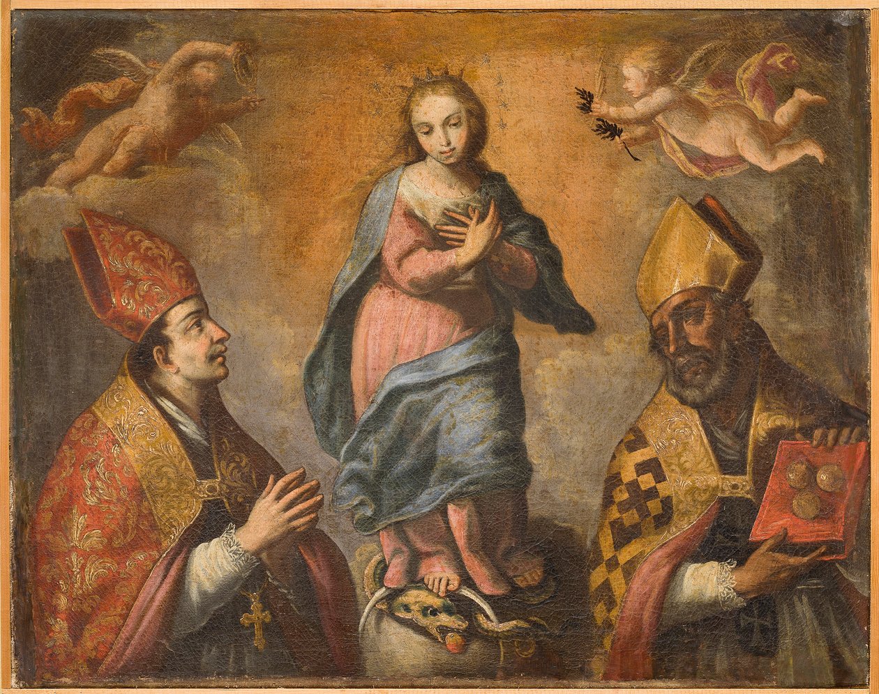 Immaculata Szent Canio (vagy Szent Ágoston) és Szent Miklós között, 18. század első fele (olaj, vászon) alkotó: Italian School