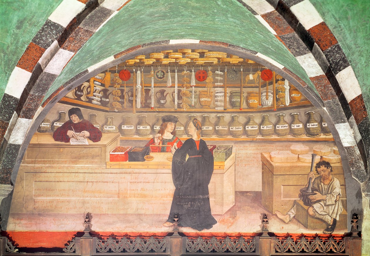 Egy gyógyszertár belseje alkotó: Italian School