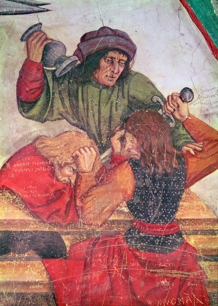 Egy fogadó belseje, ivók verekedésének részlete (freskó) alkotó: Italian School