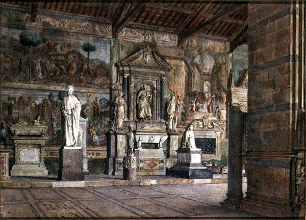 A pisai Campo Santo belseje, 1845 körül (akvarell, papír) alkotó: Italian School