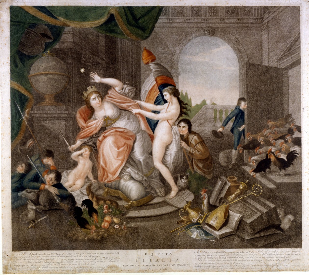 Olasz franciaellenes szatirikus kiadvány az 1796-os invázióról. Museo del Risorgimento. Milánó alkotó: Italian School