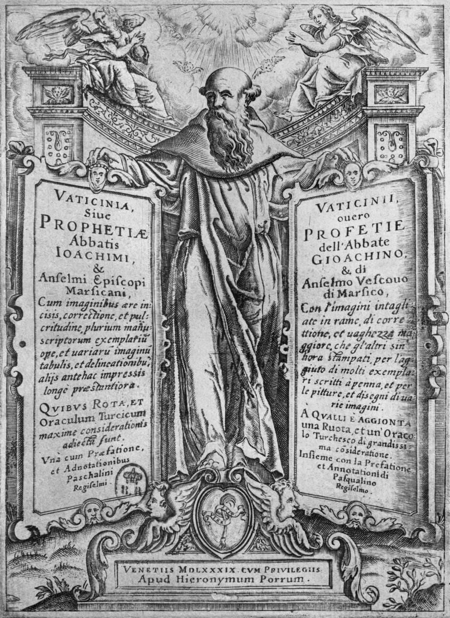 Flora Joachim, illusztráció a „Joachim apát próféciájából”, 1589 (metszet) (bw fotó) alkotó: Italian School