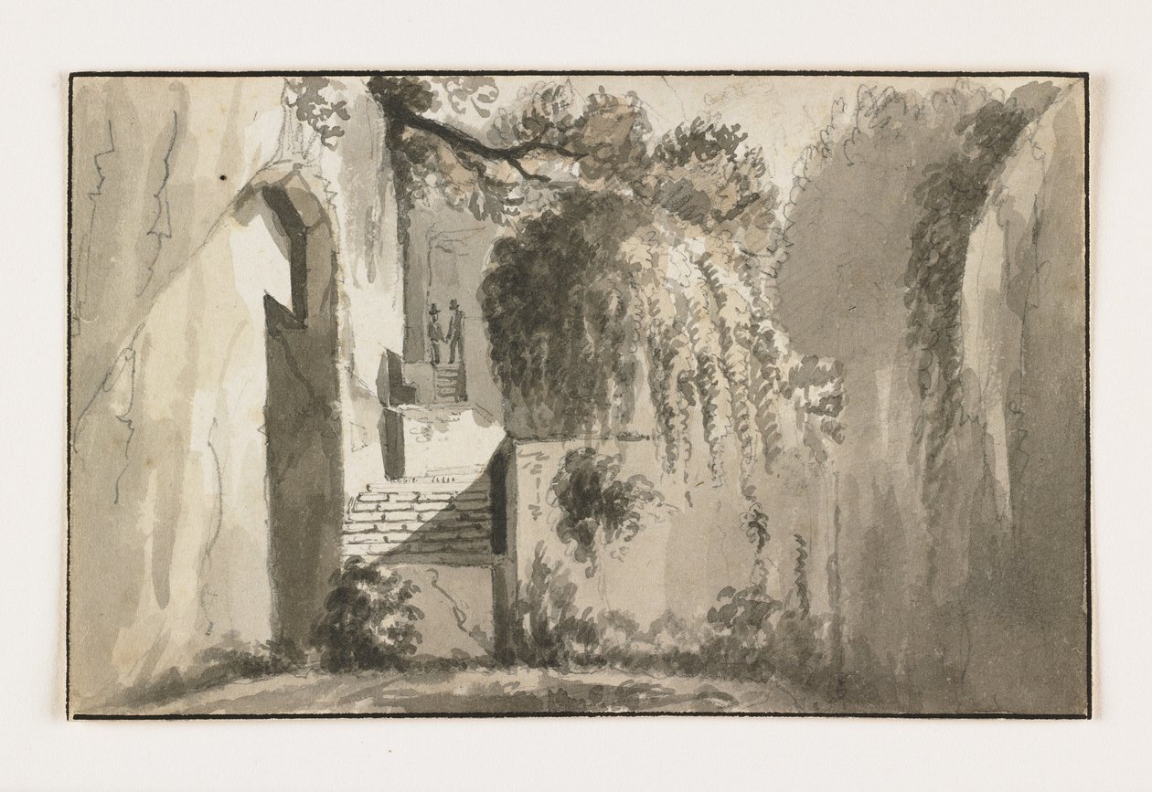 Táj romokkal, 19. század eleje (toll és barna tinta krétával) alkotó: Italian School