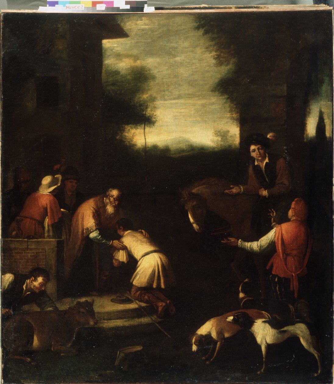 ""A tékozló fiú visszatérése"" (Return of the Prodigal Son) Az olasz iskola festménye. 17. századi Állami Művészeti Múzeum, Fehérorosz Köztársaság, Minszk, Fehéroroszország alkotó: Italian School