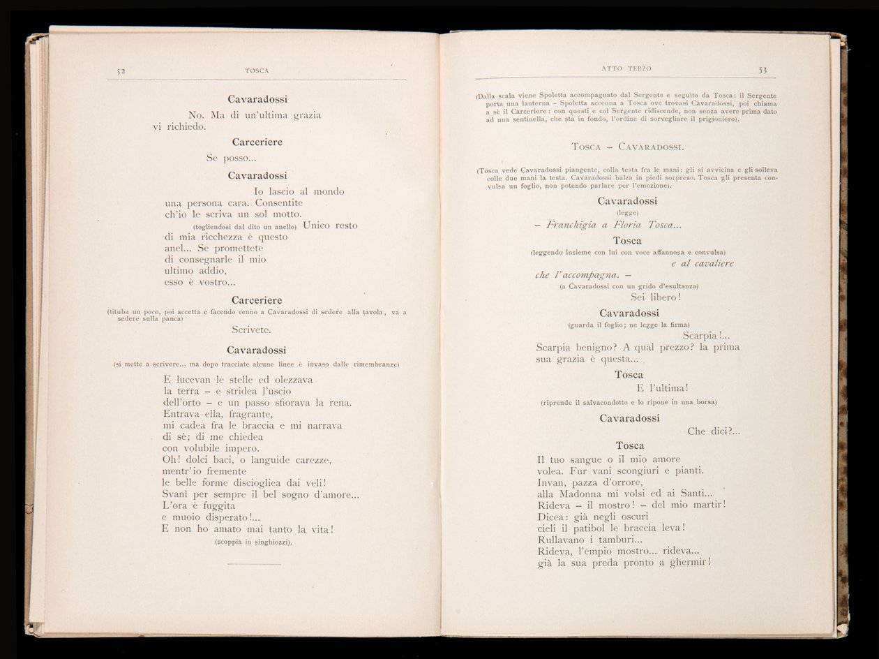 Librettó: Tosca, Giacomo Puccini, Ricordi kiadás, Olaszország alkotó: Italian School