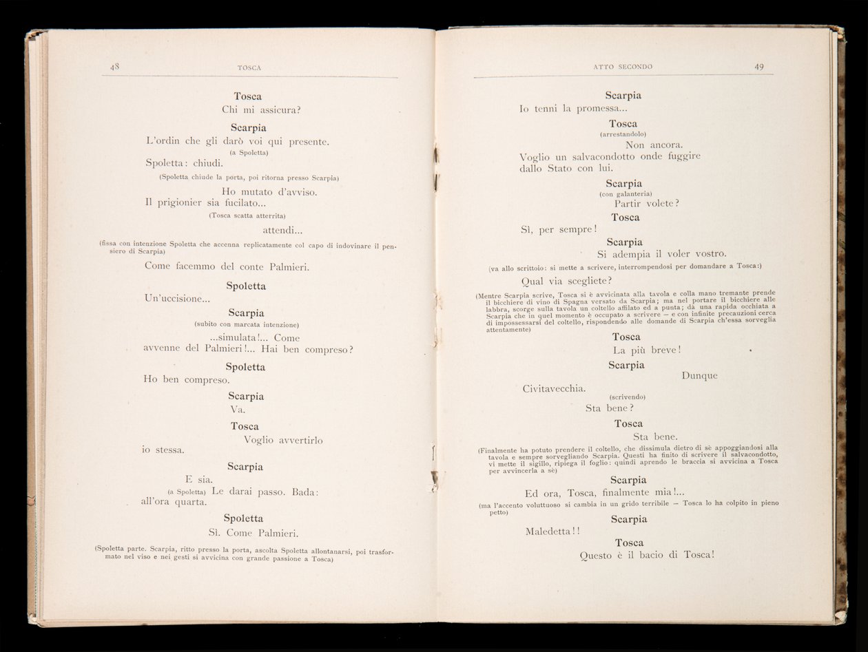 Librettó: Tosca, Giacomo Puccini, Ricordi kiadás, Olaszország alkotó: Italian School