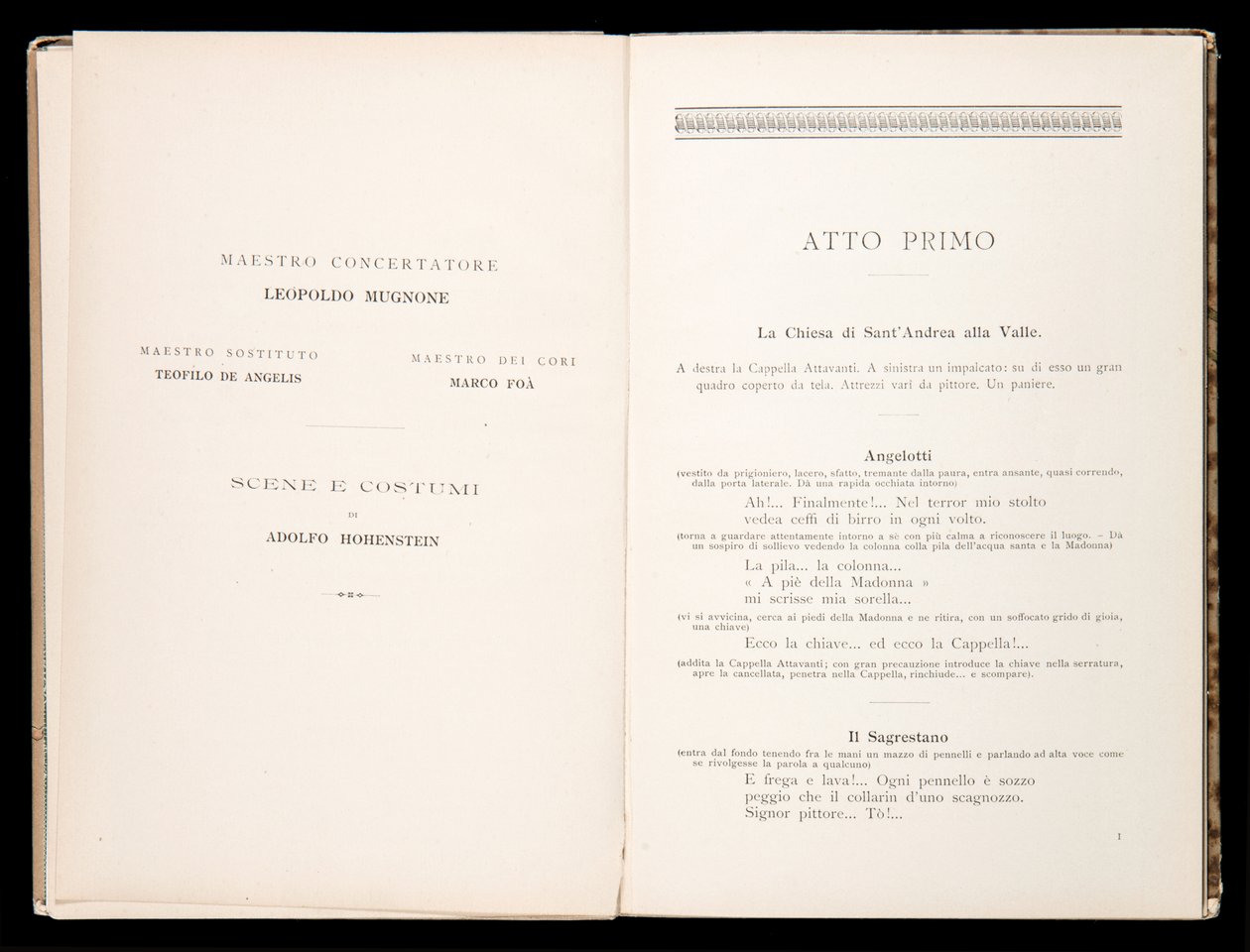 Librettó: Tosca, Giacomo Puccini, Ricordi kiadás, Olaszország alkotó: Italian School
