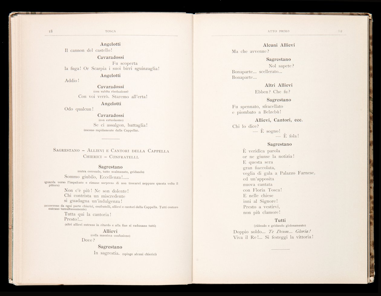 Librettó: Tosca, Giacomo Puccini, Ricordi kiadás, Olaszország alkotó: Italian School