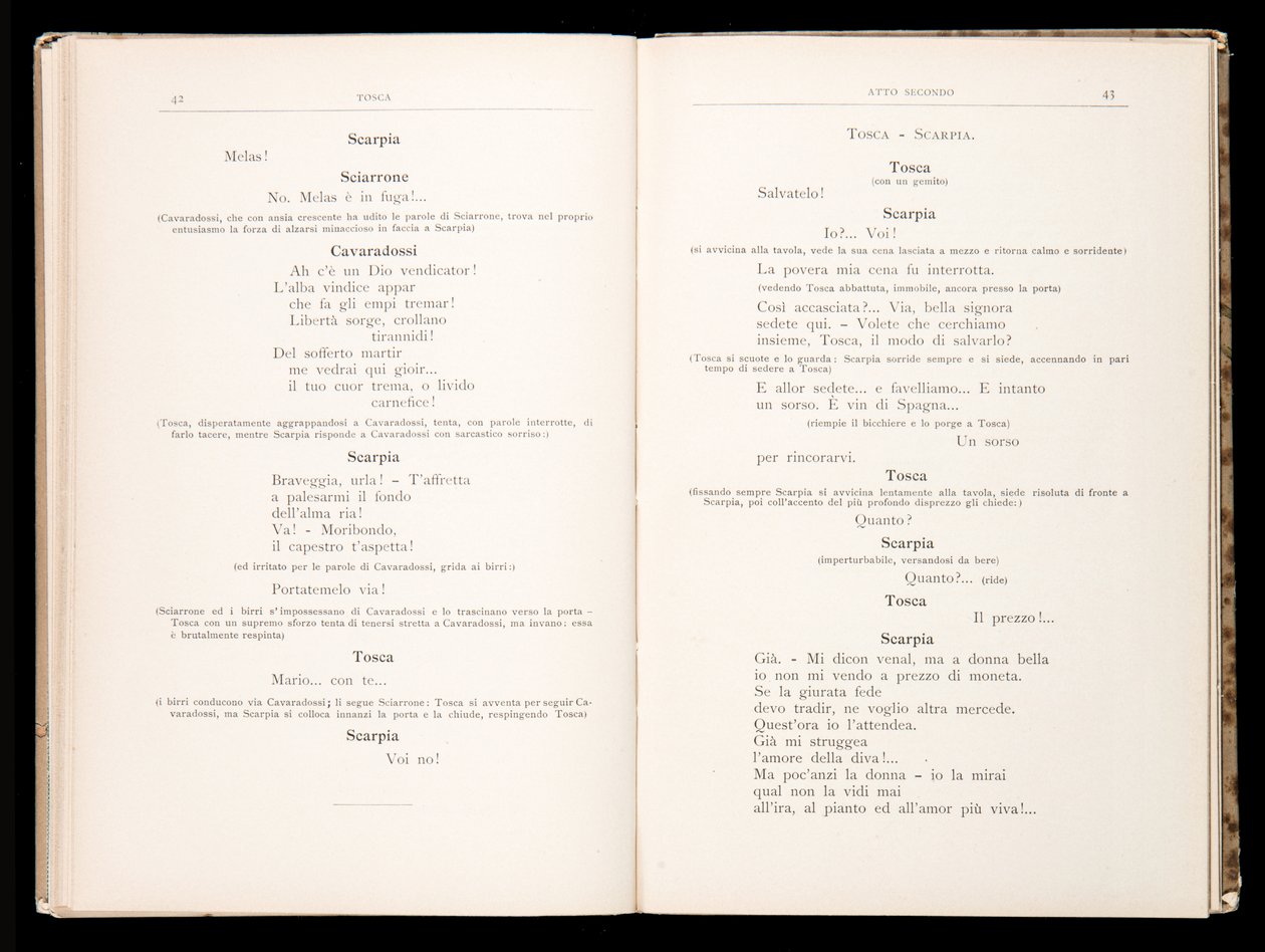 Librettó: Tosca, Giacomo Puccini, Ricordi kiadás, Olaszország alkotó: Italian School