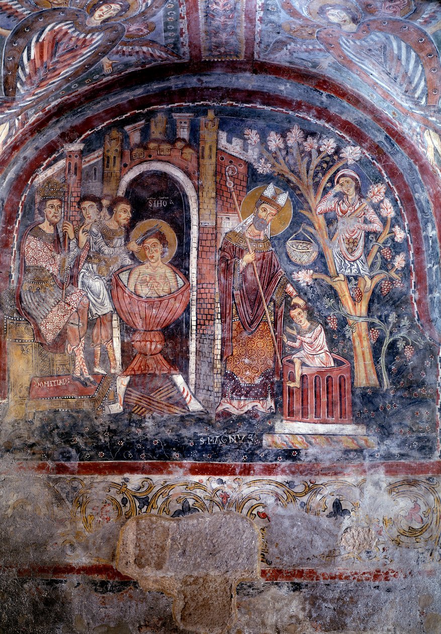 Anagni Szent Magnus élete és csodája és Szent János mártíromsága forró olajban - freskó alkotó: Italian School