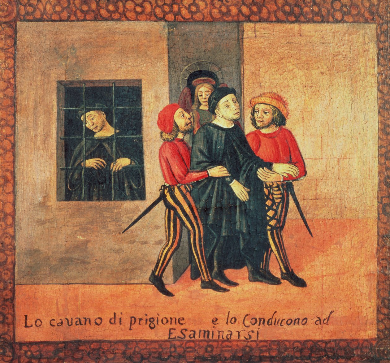 Antonio di Guiseppe Rinaldeschi élete – Börtönből elvitték, hogy megpróbálják, Firenzei Iskola (olaj a panelen) (részlet) alkotó: Italian School