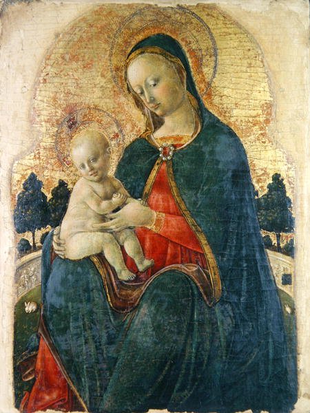 Madonna és gyermek a kertben, velencei festő (panel) alkotó: Italian School