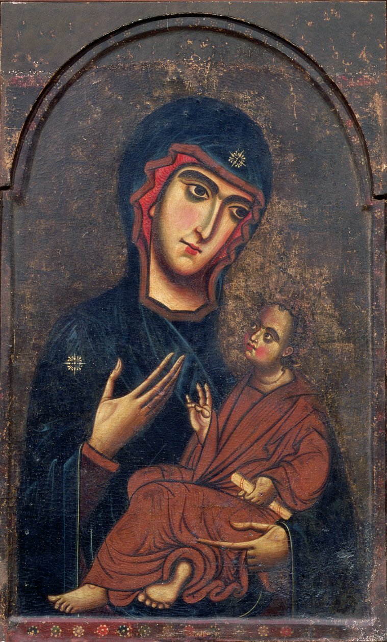 Madonna és gyermeke, Pisa Madonnaként ismert, Firenzei Iskola (tempera a panelen) alkotó: Italian School