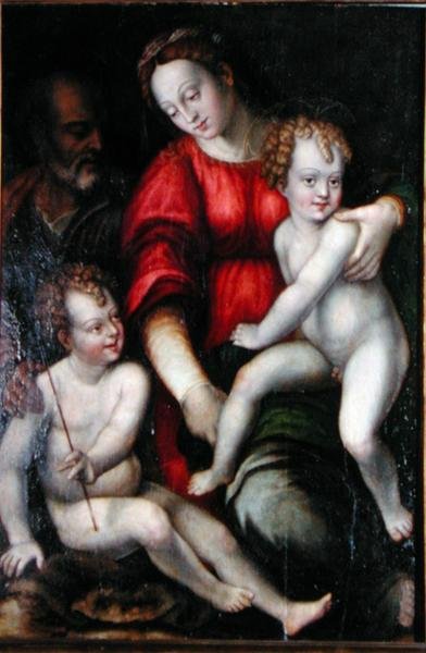 Madonna és gyermeke Keresztelő Szent Jánossal (olaj, panel) alkotó: Italian School