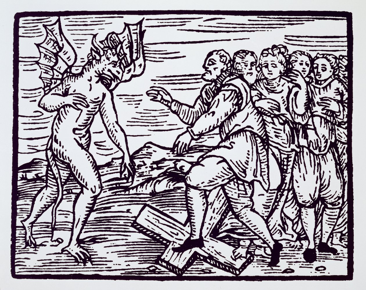 Férfi boszorkány, aki megtagadja Krisztust, egy illusztráció másolata a Compendium Maleticarumból, Fr M Guacciustól, Milánó, 1608, a History of Magic, a 19. század végén megjelent. alkotó: Italian School