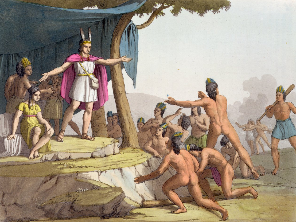 Manco Capac és Mama Ocllo királynő összegyűjti a vadakat, 1820 körül alkotó: Italian School
