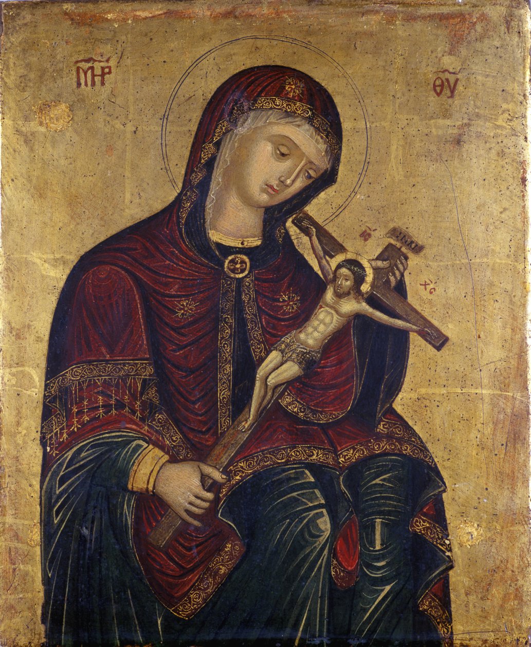 Mária a feszülettel (tempera fűzfán) alkotó: Italian School