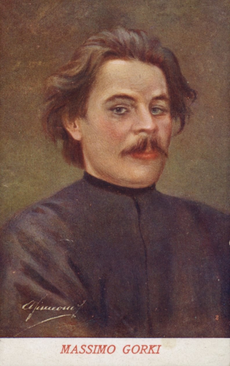 Maxim Gorkij (1868-1936), orosz író és politikai aktivista (színes litográfia) alkotó: Italian School