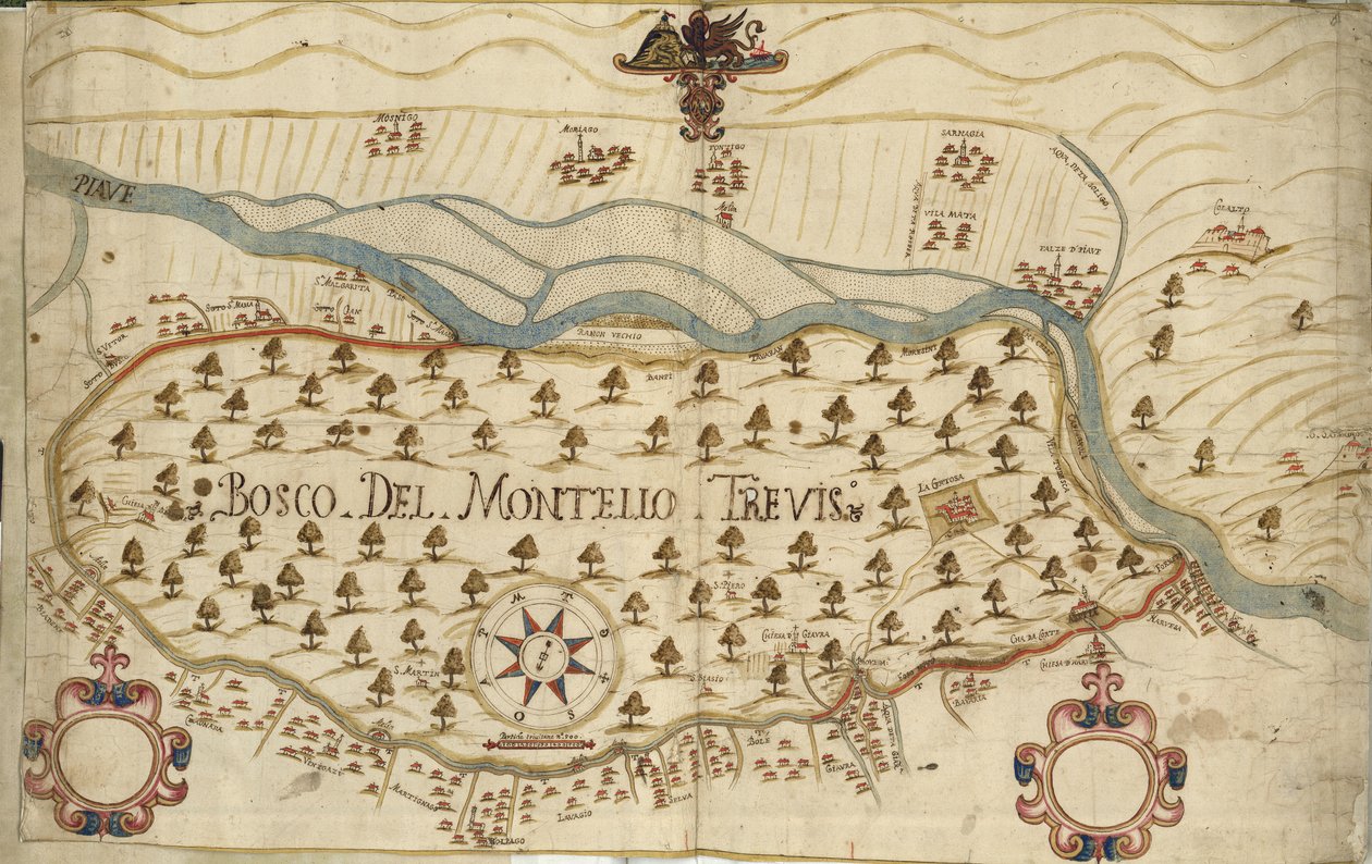 Montello, térkép, XVIII. század, Veneto, Olaszország alkotó: Italian School