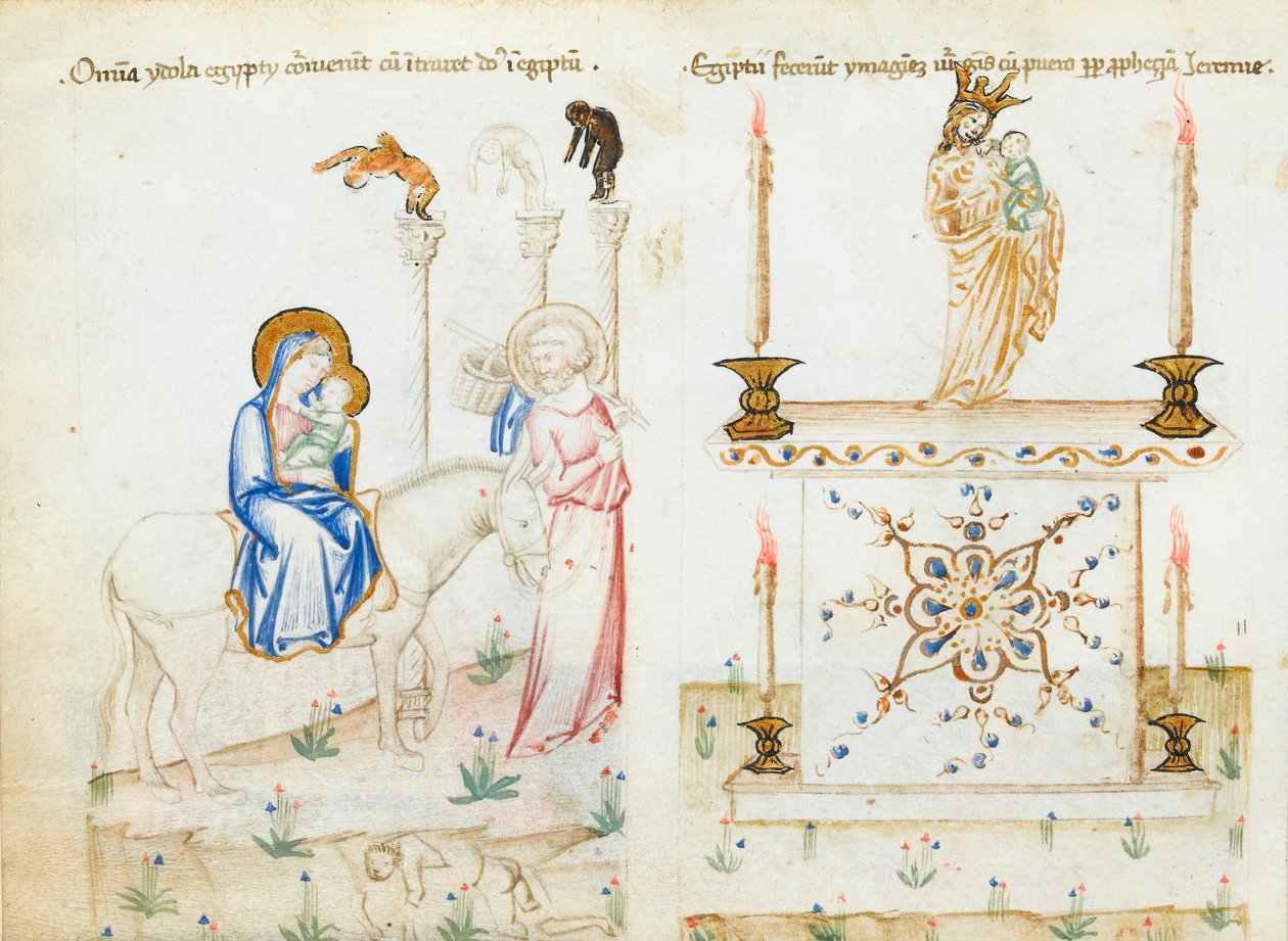 Ms 43-1950 fol.3v Repülés Egyiptomba, a Speculum Humanae Salvationistól alkotó: Italian School