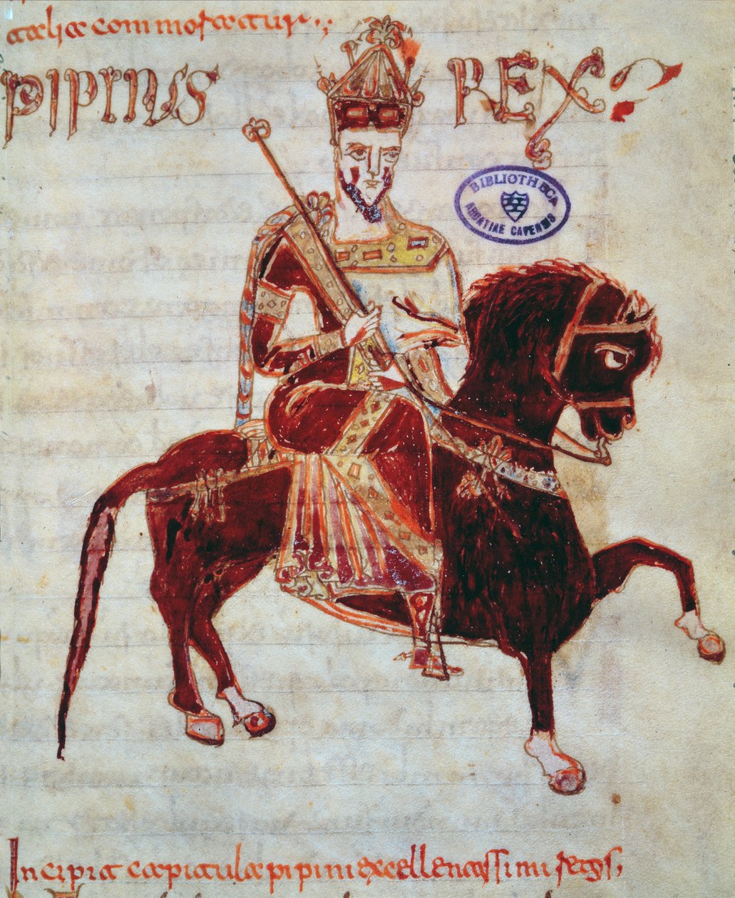 Ms 4 Pepin (kb.773-810) olasz király lovas portréja, 1023 alkotó: Italian School