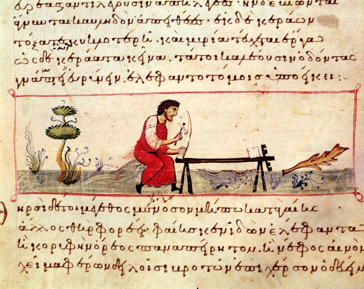 Ms. Grec 479 Hagyományos elefántcsont mű, Oppianus illusztrációja a Cynegeticából (tempera pergamen) alkotó: Italian School