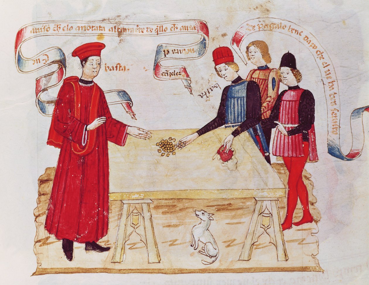 Ms H V-5 Magisztrátus megvesztegetése, a „Privilégiumok könyvéből” (vellum) alkotó: Italian School