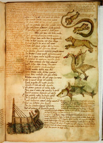 Ms Ital 483 P.4.7 f.159r Csillagképek, a „Dittamondo”-ból, Fazio degli Uberti (vellum) alkotó: Italian School