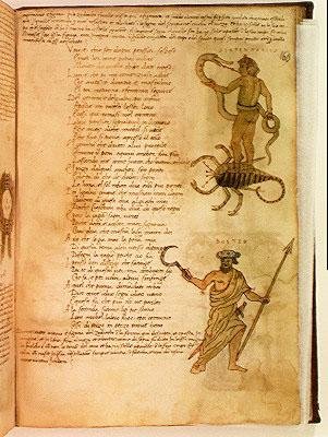 Ms Ital 483 P.4.7 f.160v Serpentarius and Bootes, a „Dittamondo”-ból, Fazio degli Uberti (vellum) alkotó: Italian School
