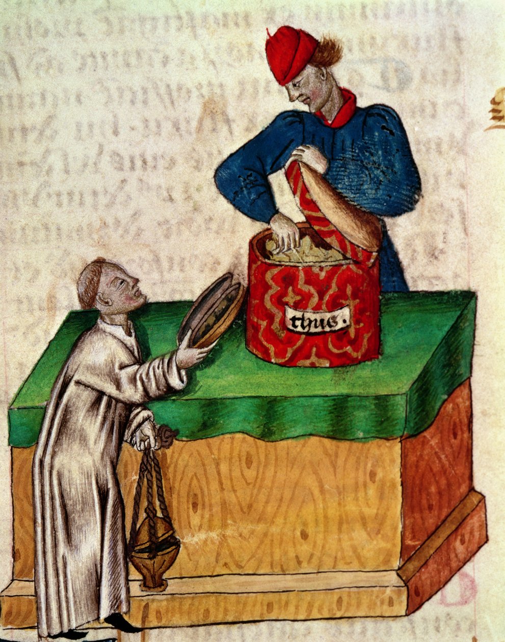 Ms Lat 993 fol.104r Tömjénárus, Dioscorides „Tractatus de Herbis”-től (vellum) alkotó: Italian School